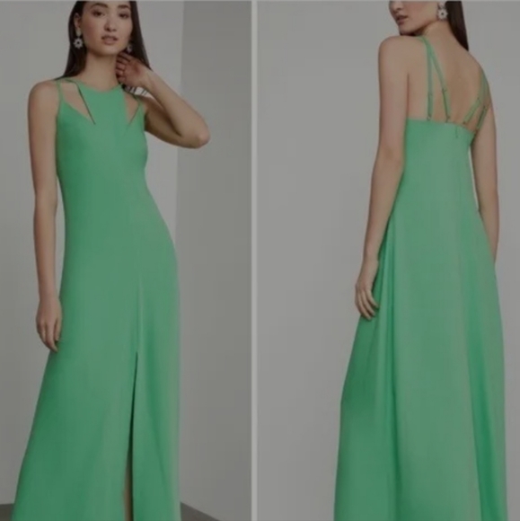 NWT BCBGMaxAzria Strappy Cutout Maxi Dress Green Size XS - Picture 1 of 6